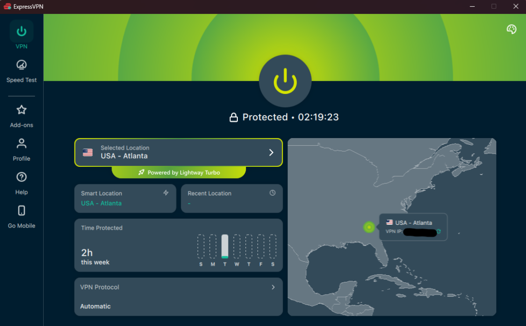 ExpressVPN interface