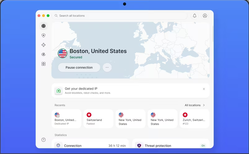 NordVPN dekstop interface