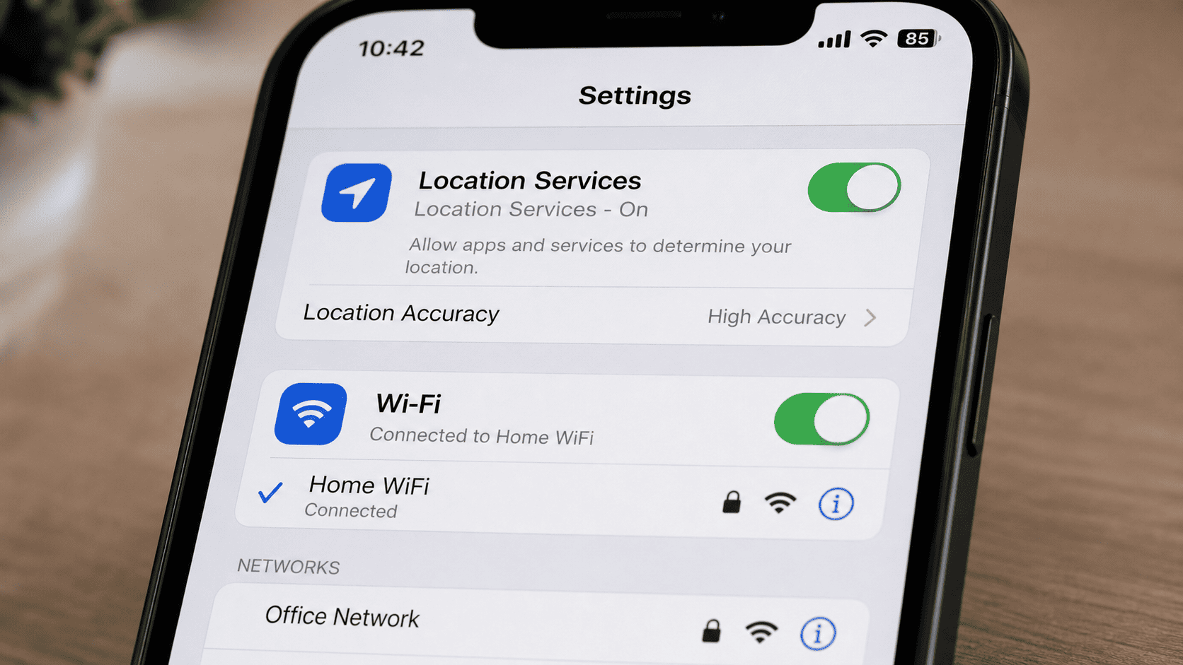 Smartphone, router, and laptop connected to different networks to illustrate non-VPN location change methods